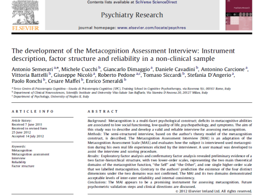 The Development of the Metacognition Assessment Interview: Instrument
